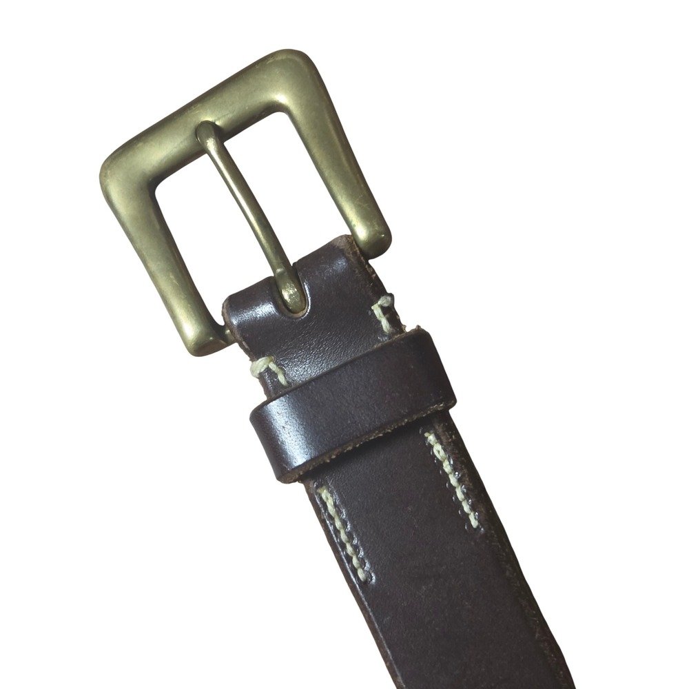 Gap Genuine Italian Leather Belt Brass Buckle Contrast Stitch 28 Classic Grunge